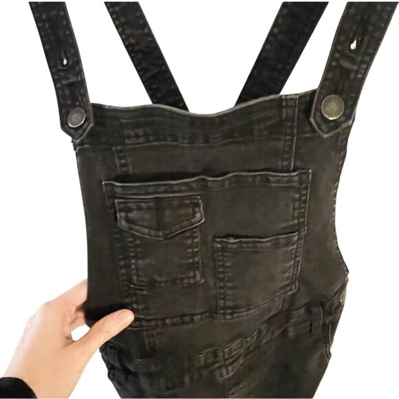 Free People- Black/Grey Denim Overalls Size 26 - Picture 10 of 14